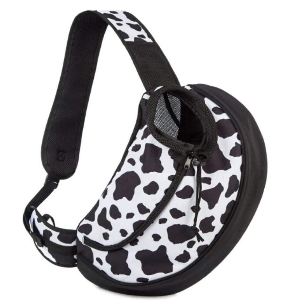 NEW PET CARRIER SLING BREATHABLE MESH COW PRINT BAG